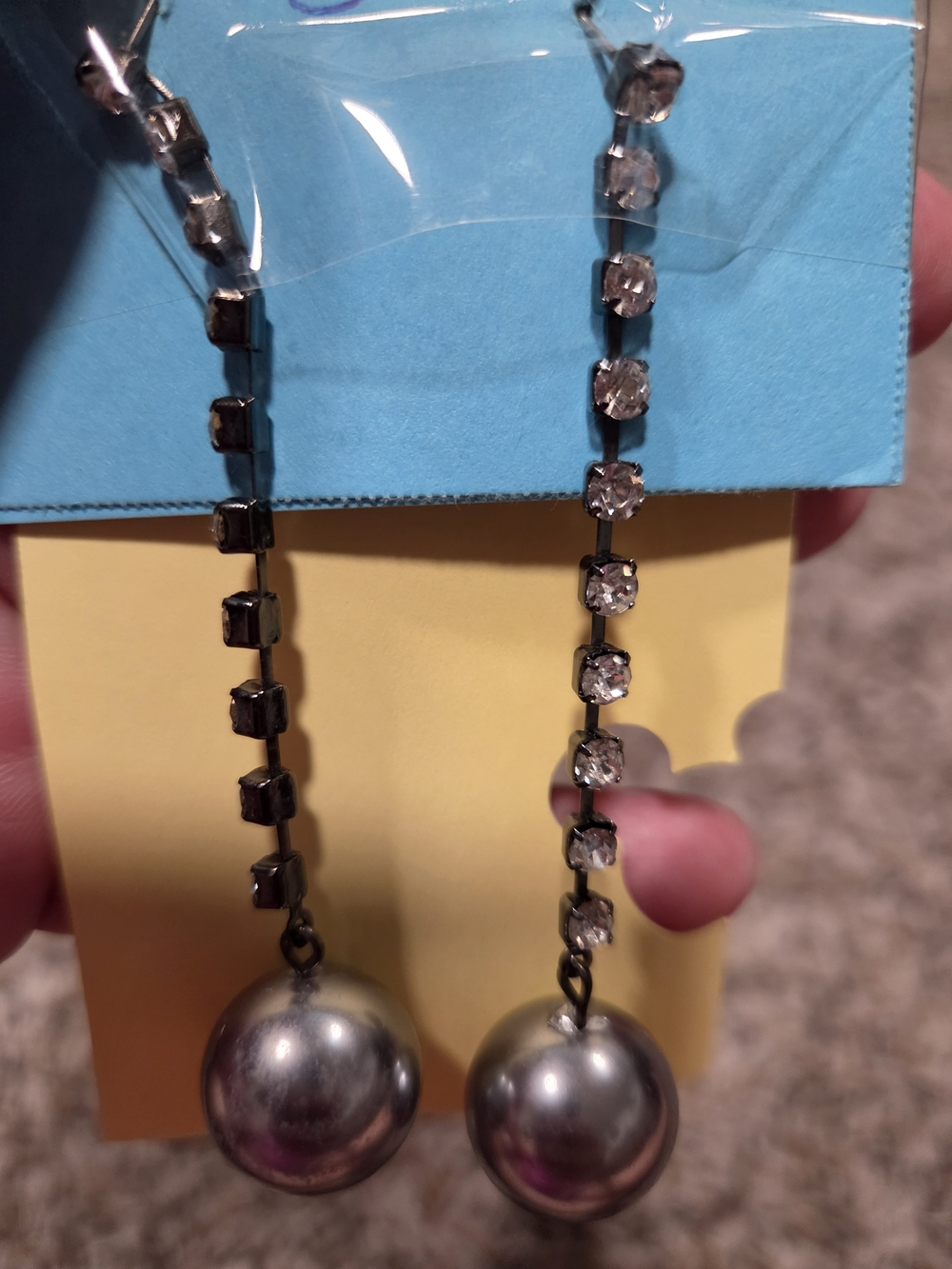 Elegant Silver Pearl Drop Earrings with Crystal Chain